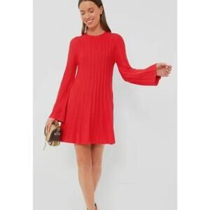 NWT Tuckernuck Adi Mini Dress Women’s XL Red Knit Pomander Place Bell Sleeve